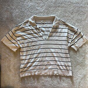 Max Studio Stripe Knit Polo Sweater, XL